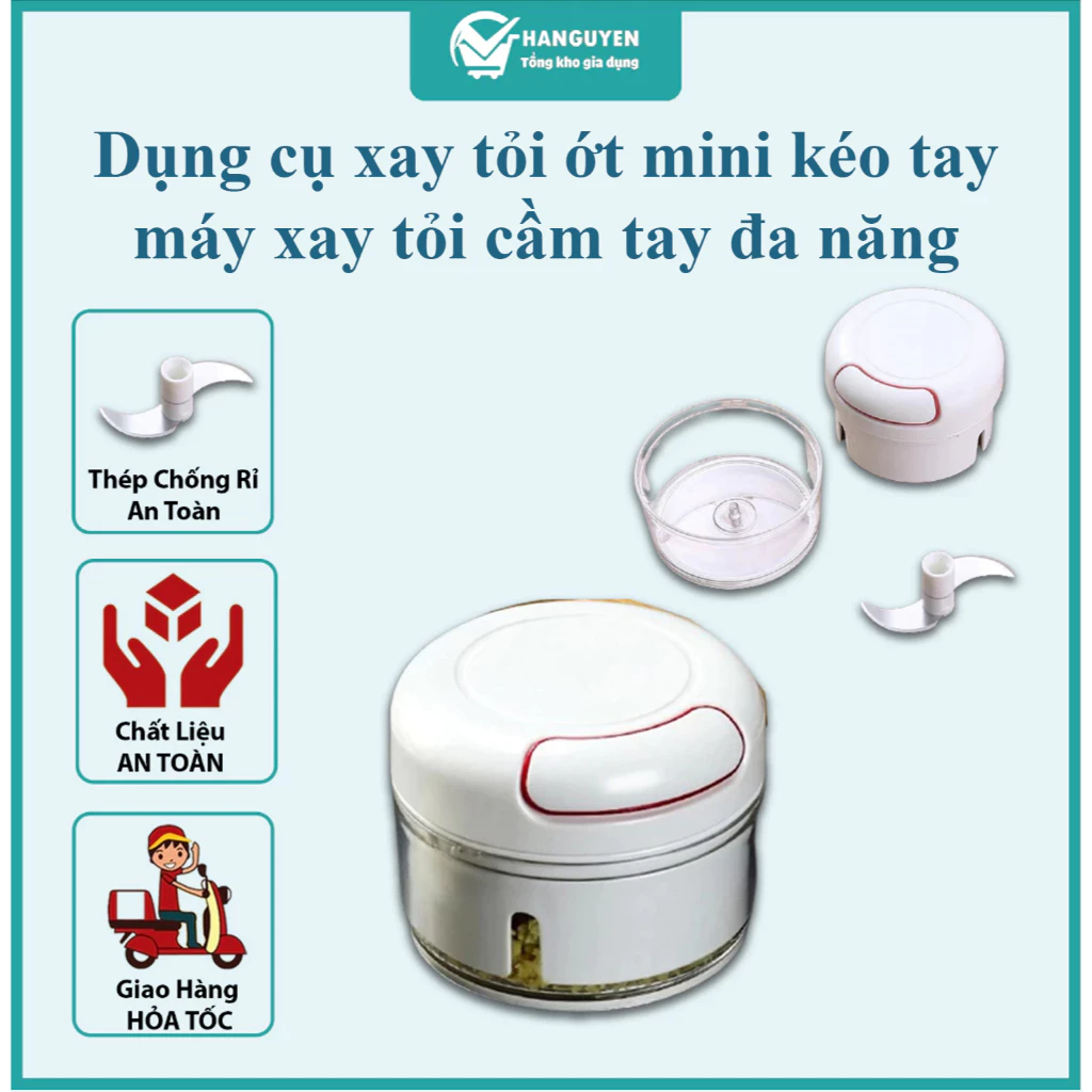 Dụng cụ xay tỏi ớt mini kéo tay - máy xay tỏi cầm tay đa năng tiện lợi #A254
