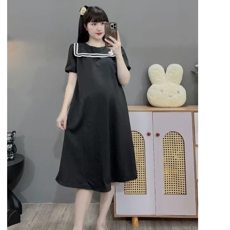 (45-100kg)Váy bầu,đầm bầu Bigsize dáng công sở phối hoa