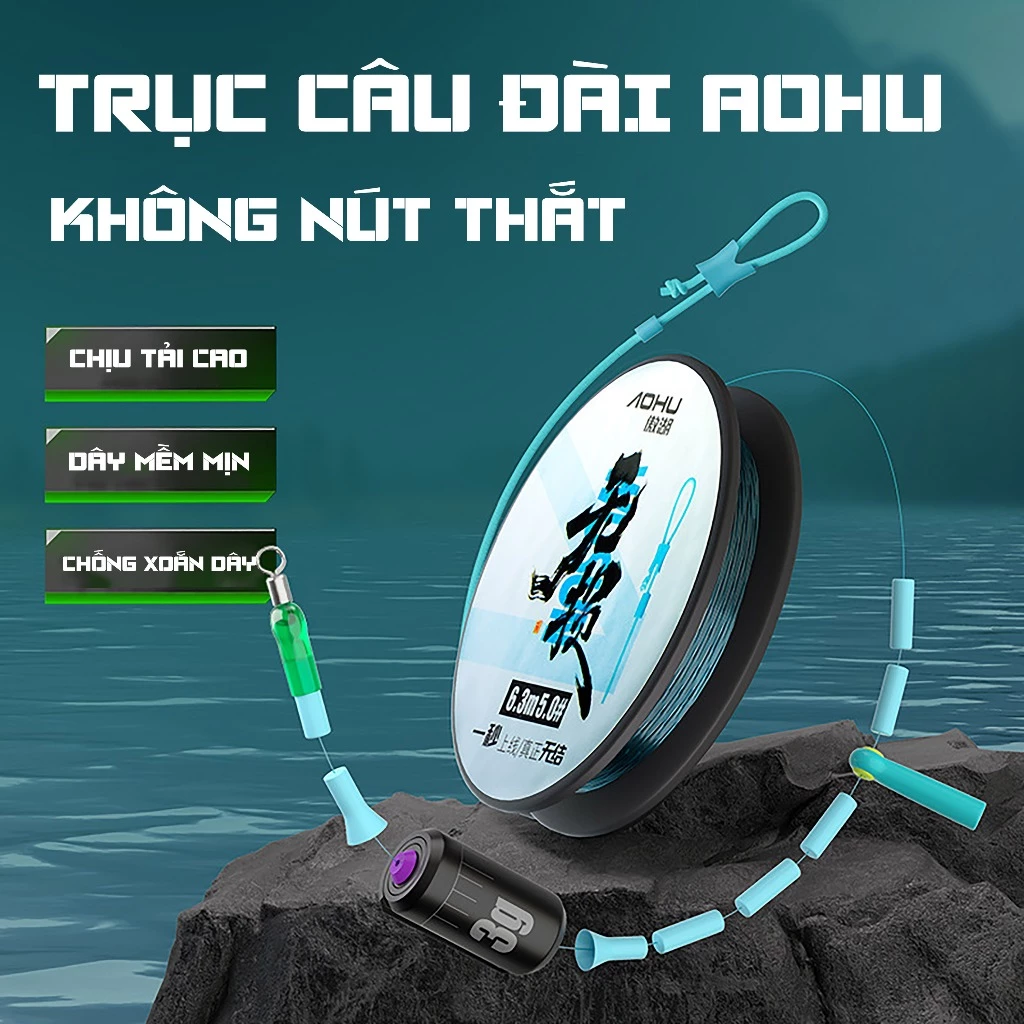 Trục Câu Đài Aohu Không Nút Thắt Bộ Dây Câu Đơn Buộc Sẵn Cước Nylon Tàng Hình Cao Cấp 3m6 Đến 7m2