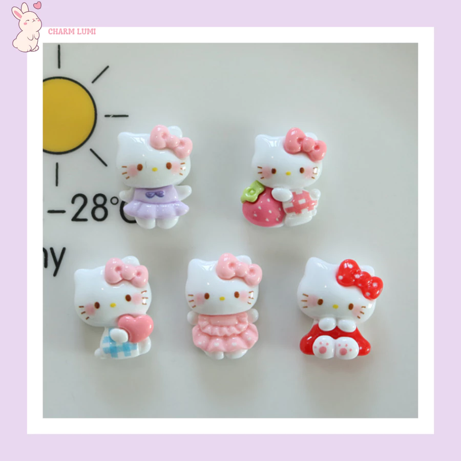 Charm Hello Kitty Hoạt Hình Dễ Thương – Phụ Kiện Decor DIY, Trang Trí Slime, Ốp Lưng, Dụng Cụ Học Tập...
