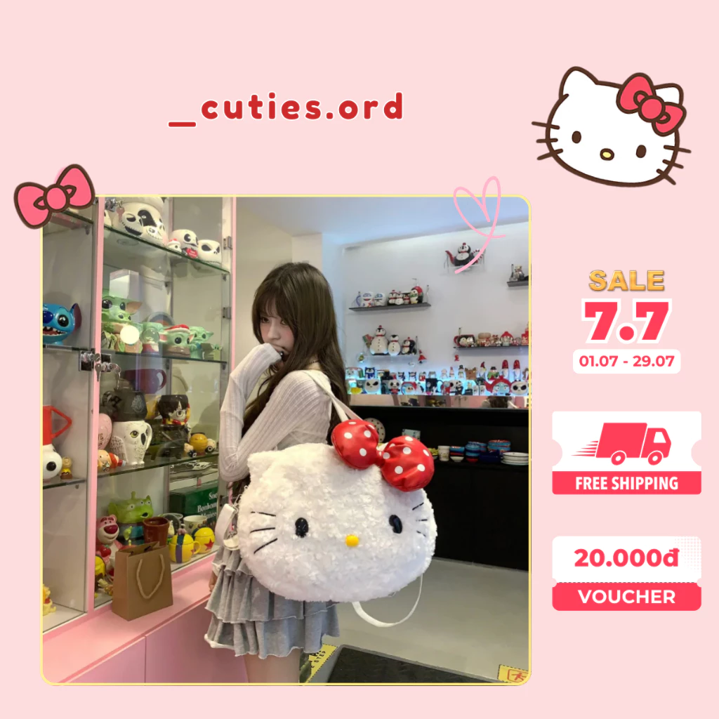 👜 [ORDER] Túi Đeo Đa Năng Hello Kitty Lông Bông Siêu Dễ Thương – Dùng Là Mê! 💖