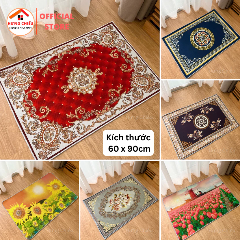 Thảm chùi chân size lớn họa tiết hoàng gia 60x90cm, trải trước cửa ra vào - Hưng Chiếu ED19