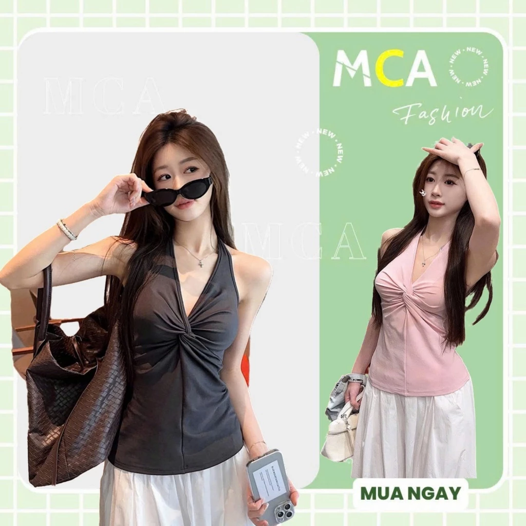 [ Video sp thực tế ] Áo nữ cổ yếm kiểu xoắn ngực MCA phong cách gợi cảm A51399