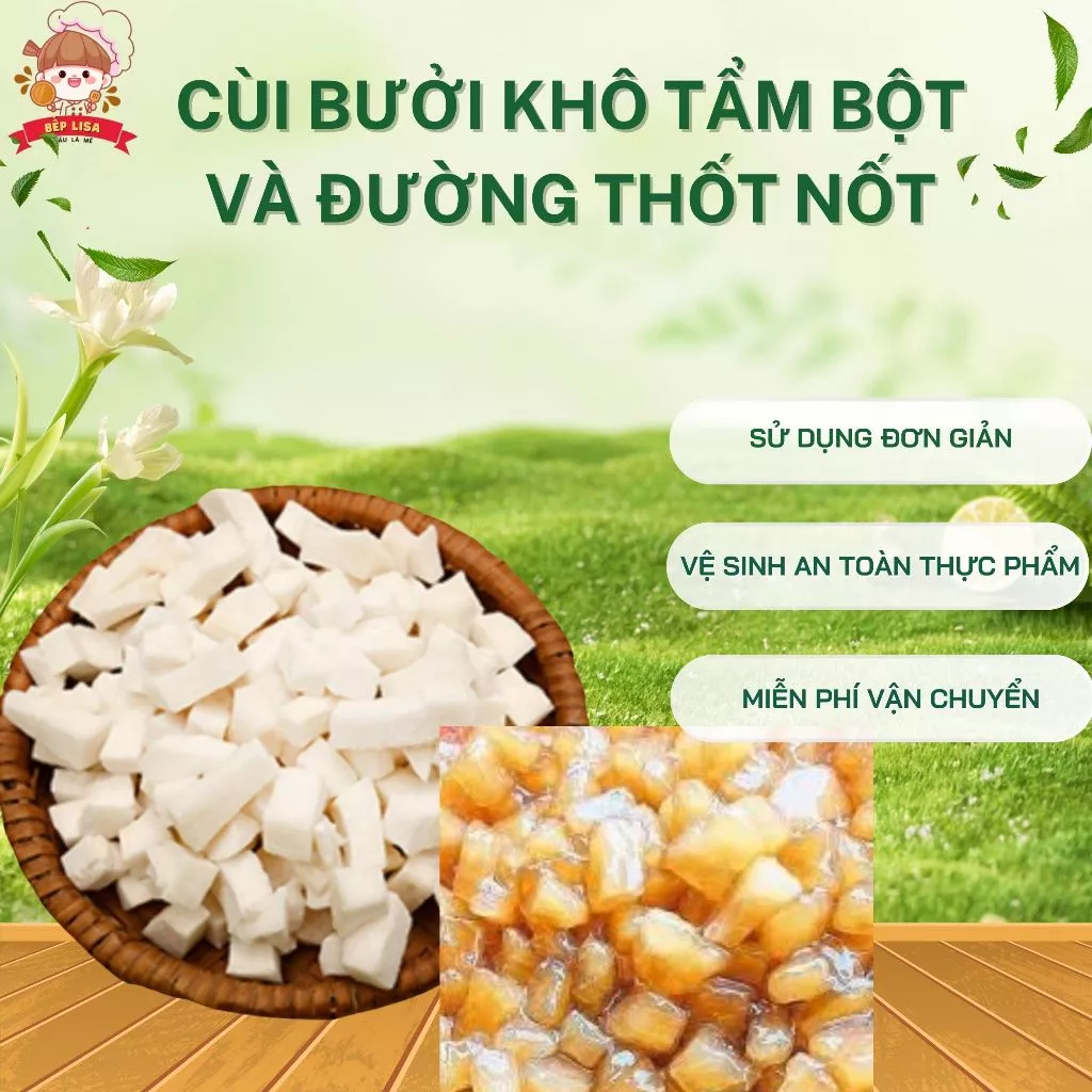 Cùi bưởi nấu chè tẩm bột và đường thốt nốt siêu thơm ngon - Nguyên liệu làm chè bưởi An Giang
