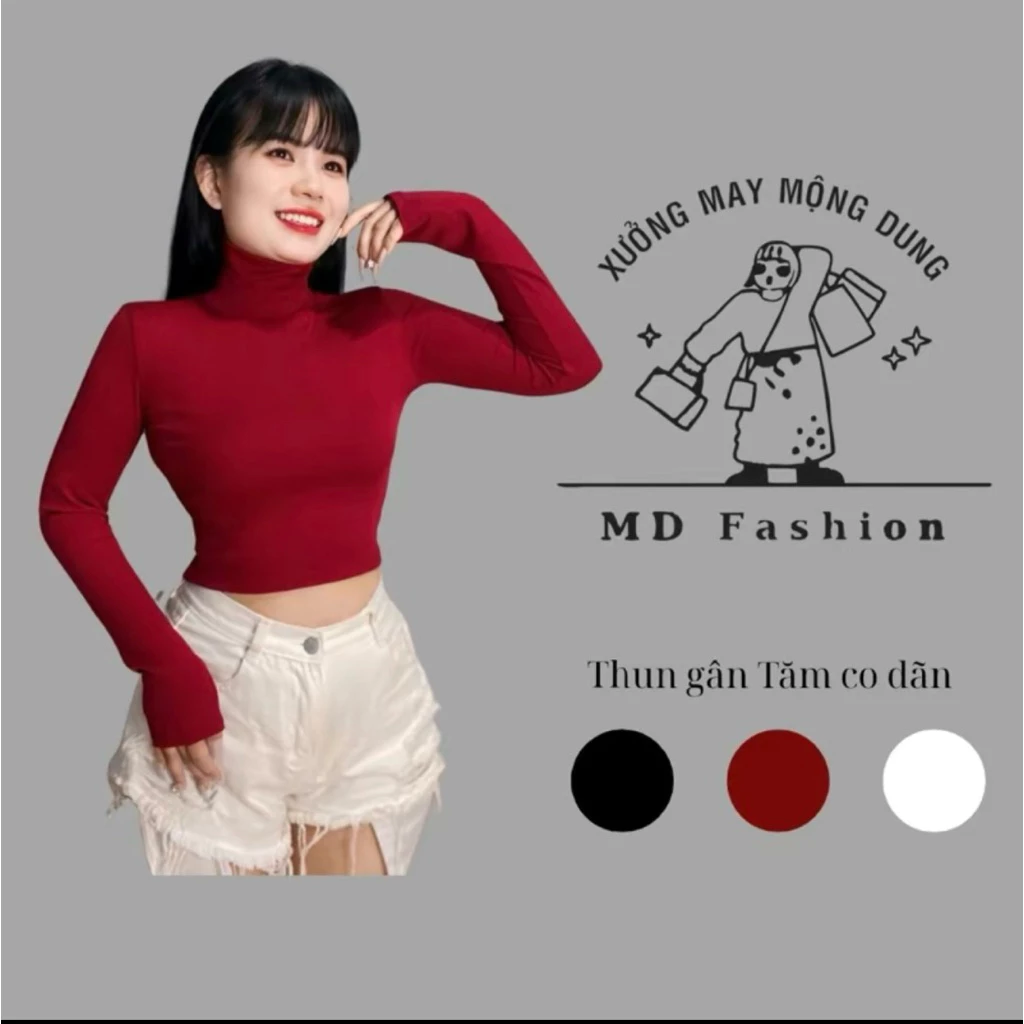 HCM🔥ÁO THUN TĂM CỔ LỌ Ủ KEM CROPTOP - TĂM LẠNH TAY DÀI ủ kem ( 40 - 55Kg )