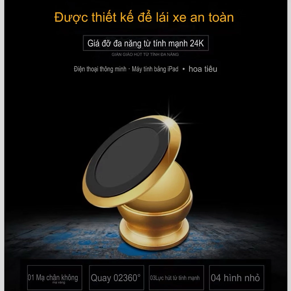 Giá Đỡ Điện Thoại Nam Châm Ô Tô 360° – Hút Cực Mạnh, Xoay Mọi Góc, Thiết Kế Nhỏ Gọn Sang Trọng