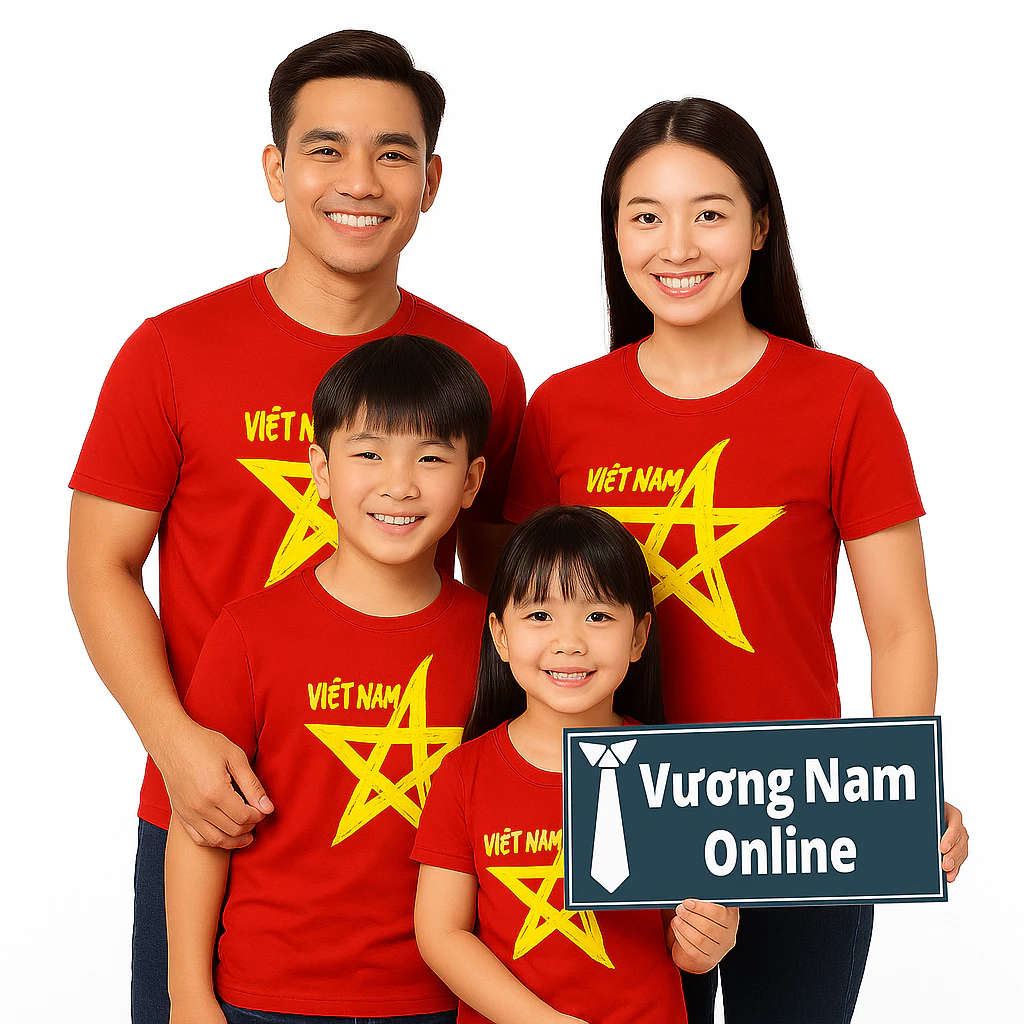 Áo thun cờ đỏ sao vàng VIỆT NAM trẻ em và người lớn tiêu chuẩn cổ tròn tay ngắn hàng xưởng sỉ VNO106