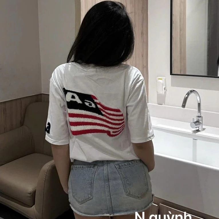 Áo Thun Lá Cờ Thêu Xù Form Rộng Chất Vải Dày Mịn, Chuẩn Đẹp Cao Cấp Mặc Siêu Thoải Mái Cho Nam Nữ