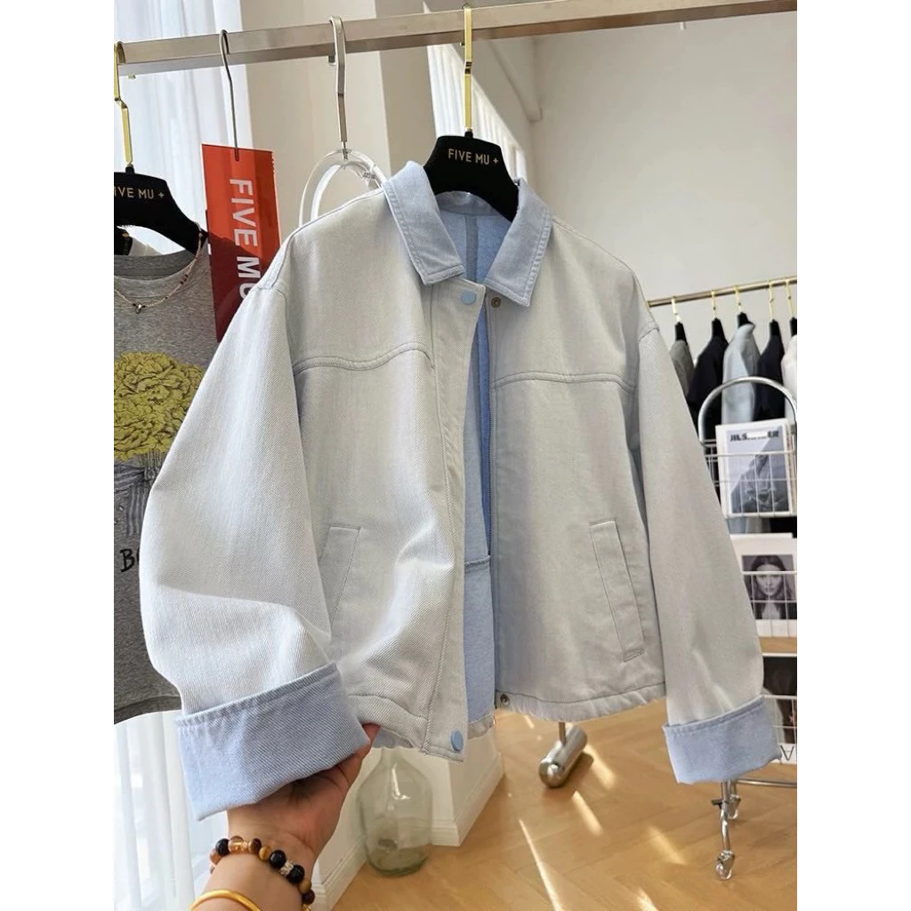 𝐂𝐡𝐚𝐫𝐥𝐨𝐭𝐭𝐞.𝐨𝐝_Áo Khoác Denim Dáng Lửng Màu Pastel Phong Cách Hàn Quốc