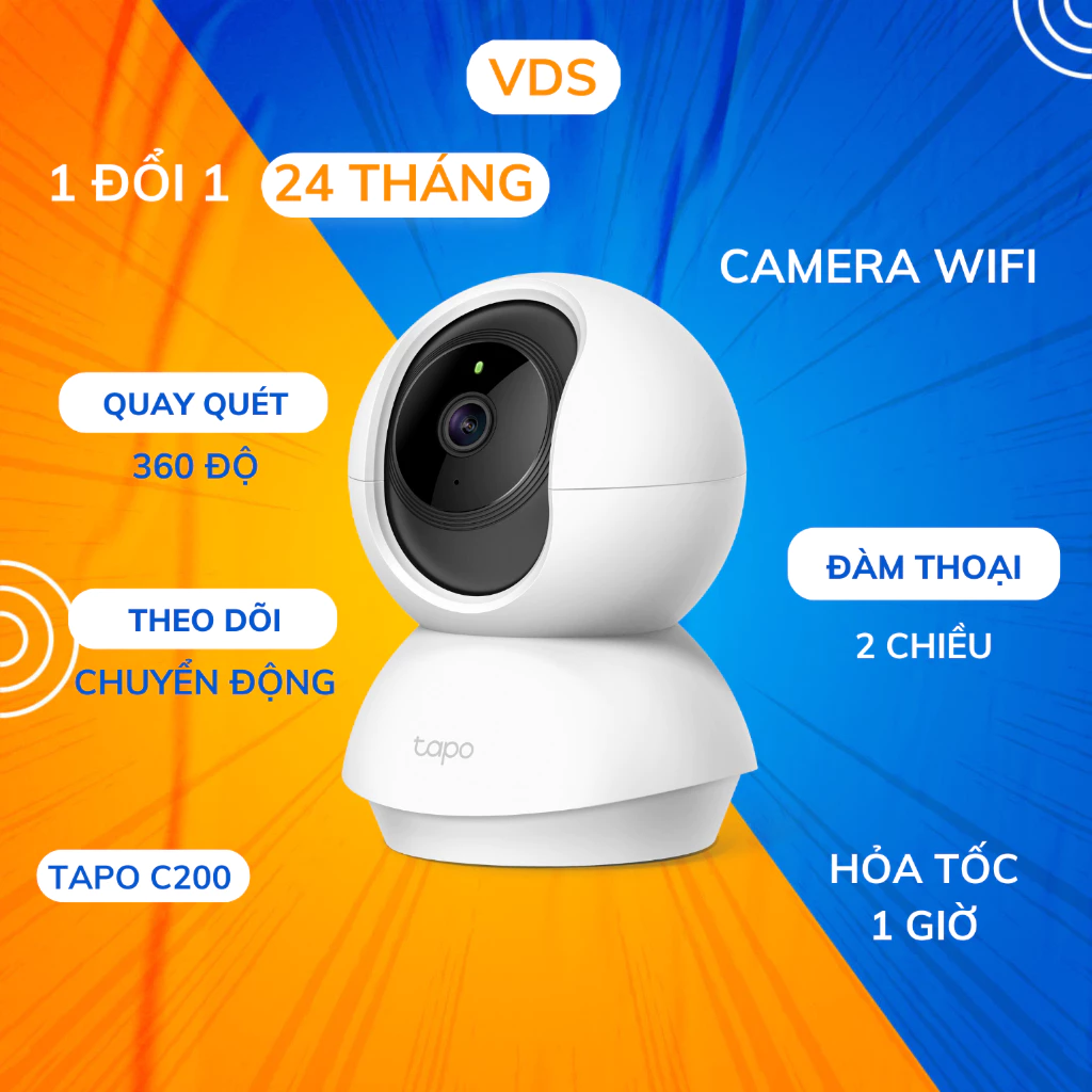 Camera WiFi Tapo C200 /C211 /C212 /C220/ TC70 Xoay 360 độ, đàm Thoại 2 Chiều Camera trong nhà TP LINK 2MP/3MP/5MP/2K QHD