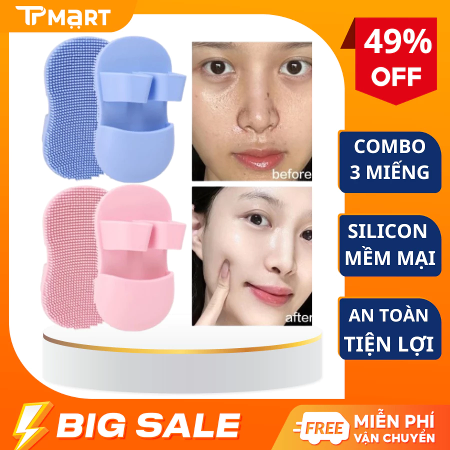 Bàn chải rửa mặt silicon, miếng rửa mặt silicon siêu hot, tẩy tế bào da chết, an toàn tiện lợi
