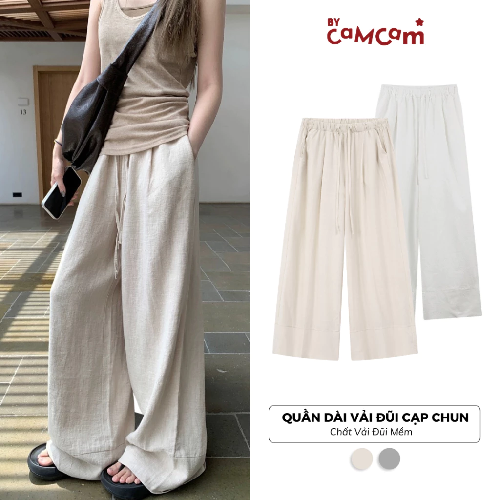 [THÊM SIZE NHỎ] Quần Dài Vải Đũi 𝑩𝒚𝒄𝒂𝒎𝒄𝒂𝒎 Cạp Chun Mềm Mại Thoáng Mát Đa Năng Mùa Thu Mùa Hè QTD009
