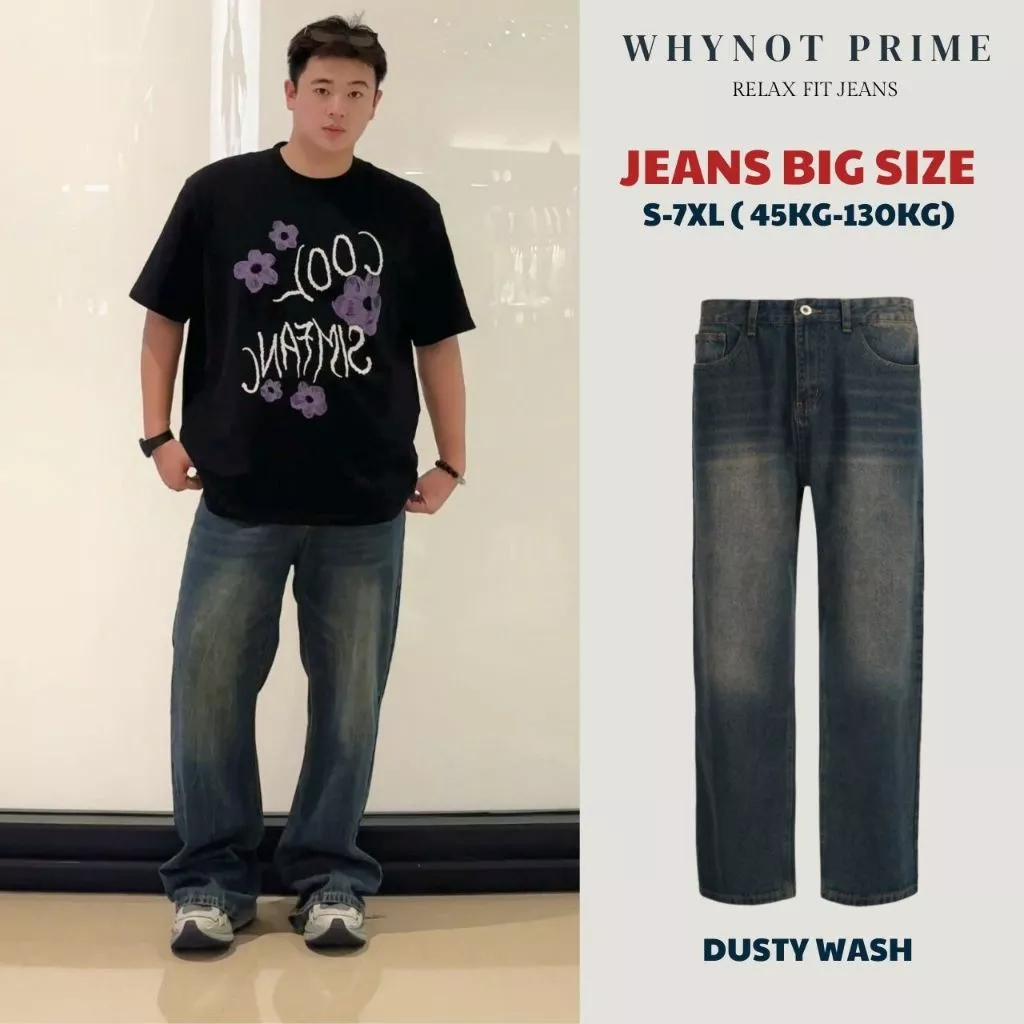 BIG SIZE Quần Jean Nam Ống Suông Đứng Wash Retro Vintage WN PRIME, Quần Bò Nam Nữ Form Suông Rộng Có BigSize