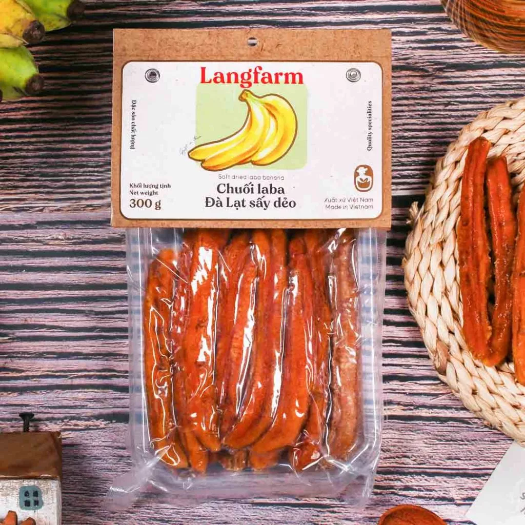 Chuối la ba Đà Lạt sấy dẻo đặc sản Langfarm - Ăn vặt nông sản, hương vị tự nhiên, dẻo ngon, ít ngọt