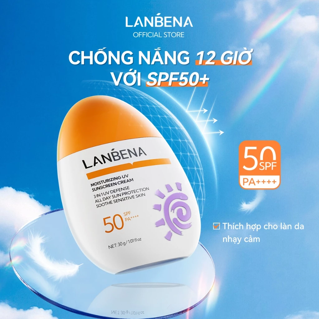 LANBENA Kem chống nắng SPF50 PA+++ (30g) - Làm trắng da, hỗ trợ bảo vệ da trước tia UV, kiểm soát dầu, Skincare