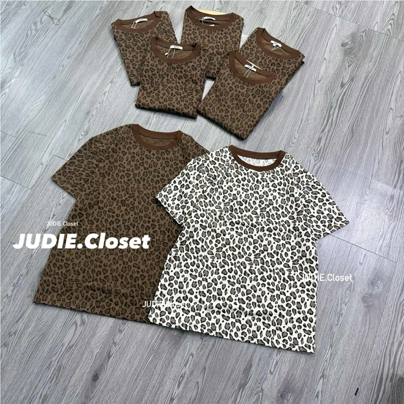 Áo Phông Nữ, Áo Thun From Rộng Hoạ Tiết Da Báo Phong Cách Dày Dặn Hottrend 2025 - JUDIE.Closet