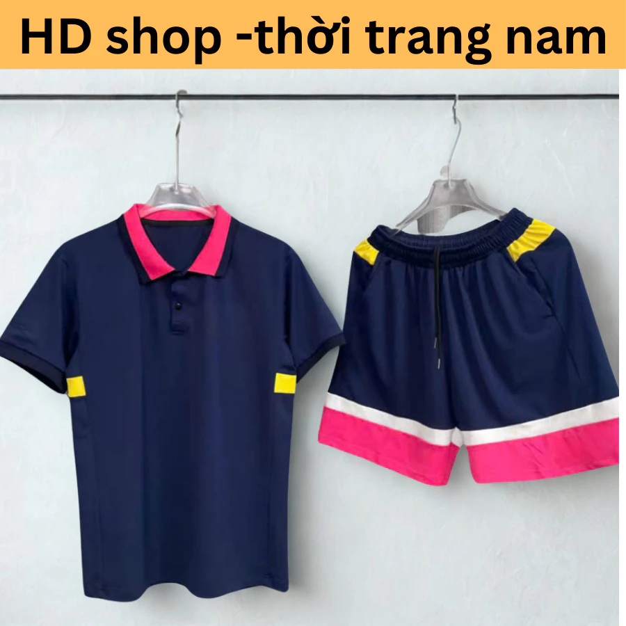 Bộ Quần Áo Nam Mùa Hè Thêu Đỏ,Áo Polo Kèm Quần Short, Hàng Cao Cấp, Chất Liệu Mát Mẻ sz S-3XL
