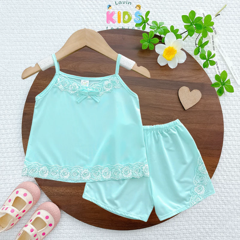 Đồ bộ bé gái thun lạnh 2 dây nhuyễn Lavin Kids 5-35kg siêu mát, co giãn 4 chiều, hàng loại 1