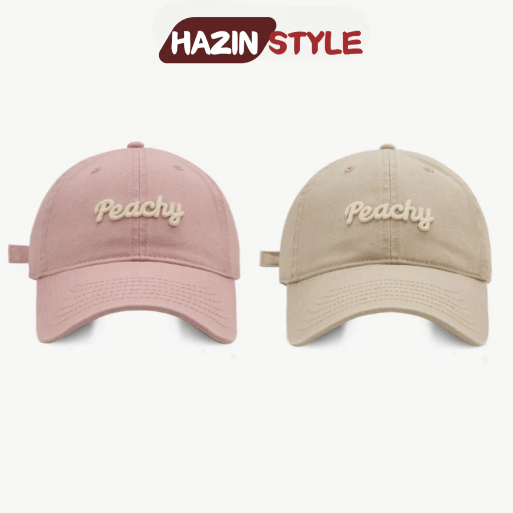 Mũ Lưỡi Trai Thêu Chữ Peachy, Nón Kết Unisex Form Cứng Tôn Mặt, Chất Kaki Phong Cách Hàn Quốc