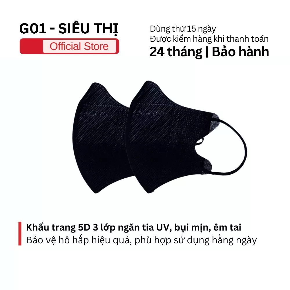 100 cái khẩu trang 5D ngăn tia UV thiết kế thông minh ôm sát khuôn mặt 3 lớp thoáng khí thời trang