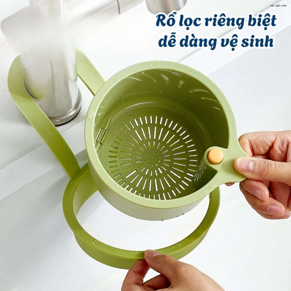 GIỎ TREO LỌC RÁC BẰNG NHỰA CÓ NÚT NHẤN, Rổ lọc rác, thức ăn thừa nhấn đổ tiện lợi