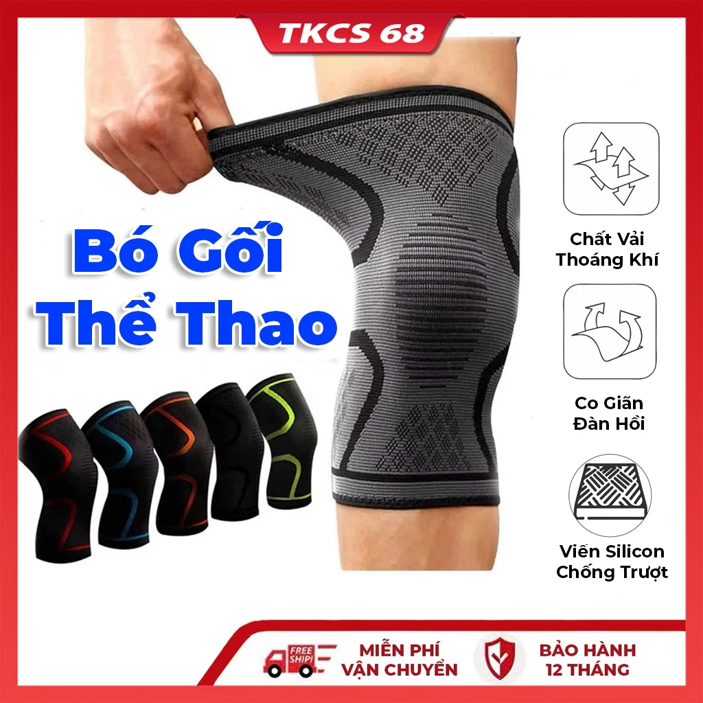 Bó Gối Thể Thao Đá Bóng  Bóng Chuyền Vải Dệt Kim, Băng Gối Nam Nữ Vệ Đầu Gối, Hỗ Trợ Cơ Bắp Tập Gym, Chạy Bộ, Chơi Bóng