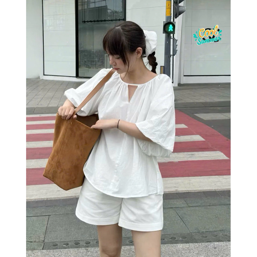 Áo tay lỡ phồng form babydoll Kenco clothing Sài Gòn MA577