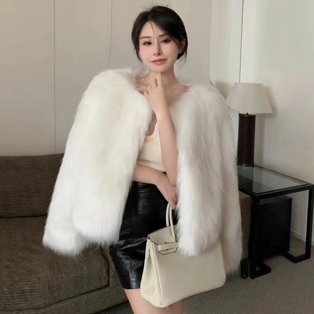 𝑶𝒏𝒊.𝑺𝒉𝒐𝒑_[CAM KẾT Y HÌNH] Áo khoác lông cáo sang chảnh khuy cài dáng lỡ chuẩn QCCC