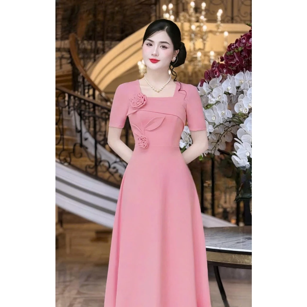 ĐẦM NỮ ÔM EO DÁNG XÒE CHẤT VẢI COTTON LẠNH THOÁNG MÁT, TẠO CẢM GIÁC NHẸ NHÀNG PHÙ HỢP ĐI DỰ TIỆC