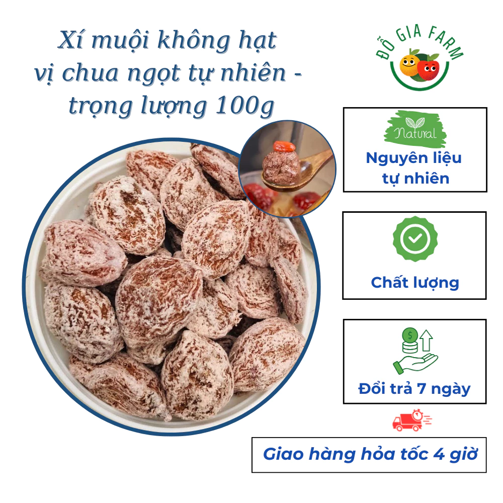 Xí muội không hạt vị chua ngọt tự nhiên - trọng lượng 100gram