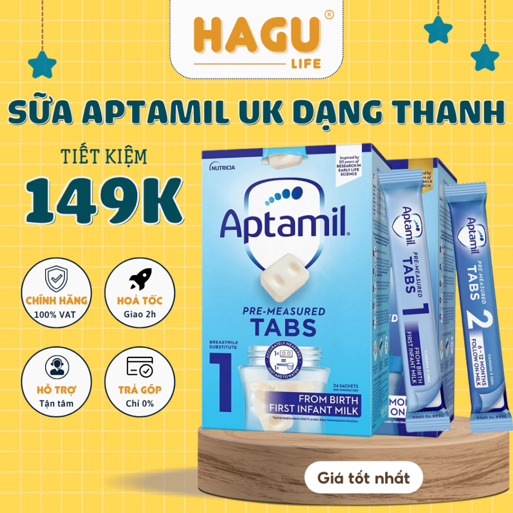 Sữa Aptamil UK Dạng Thanh Cho Bé hộp 23g x 24 thanh