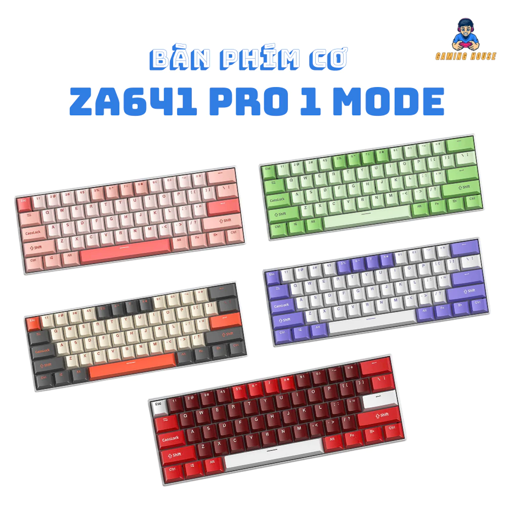 Bàn Phím Cơ Cắm Dây 1 mode  ATAS ZA641 Pro - 64 phím - Led RGB - Red switch - Hotswap 5 pin - Có app