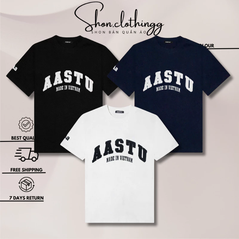 Áo Thun AA Stu Thêu Xù Big Logo Cao Cấp Chất Cotton 2 Chiều Dày Dặn Full Tem Tag Mạc Hot Trend 2025