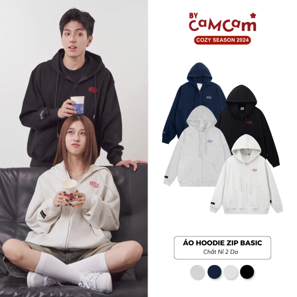 Áo Hoodie Zip Basic Vải 2 Da Chống Nắng Tốt Form Rộng Nam Nữ AHOD002