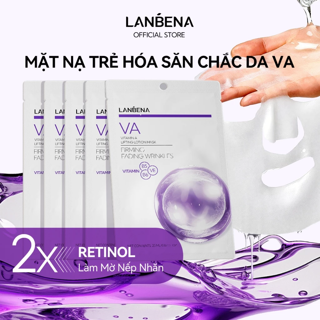 LANBENA Mặt nạ dưỡng da (5pcs) -B5/B3/BHA/VC/VA chiết xuất thực vật dưỡng ẩm loại hỗ trợ dưỡng ẩm, giảm mụn,Skincare