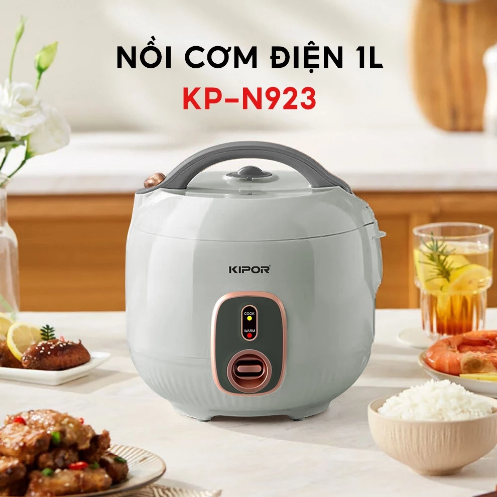 Nồi cơm điện 1.0L KIPOR KP-N923 - Lòng nồi chống dính CERAMIC 5 lớp nồi cơm nhỏ gọn - Hàng chính hãng
