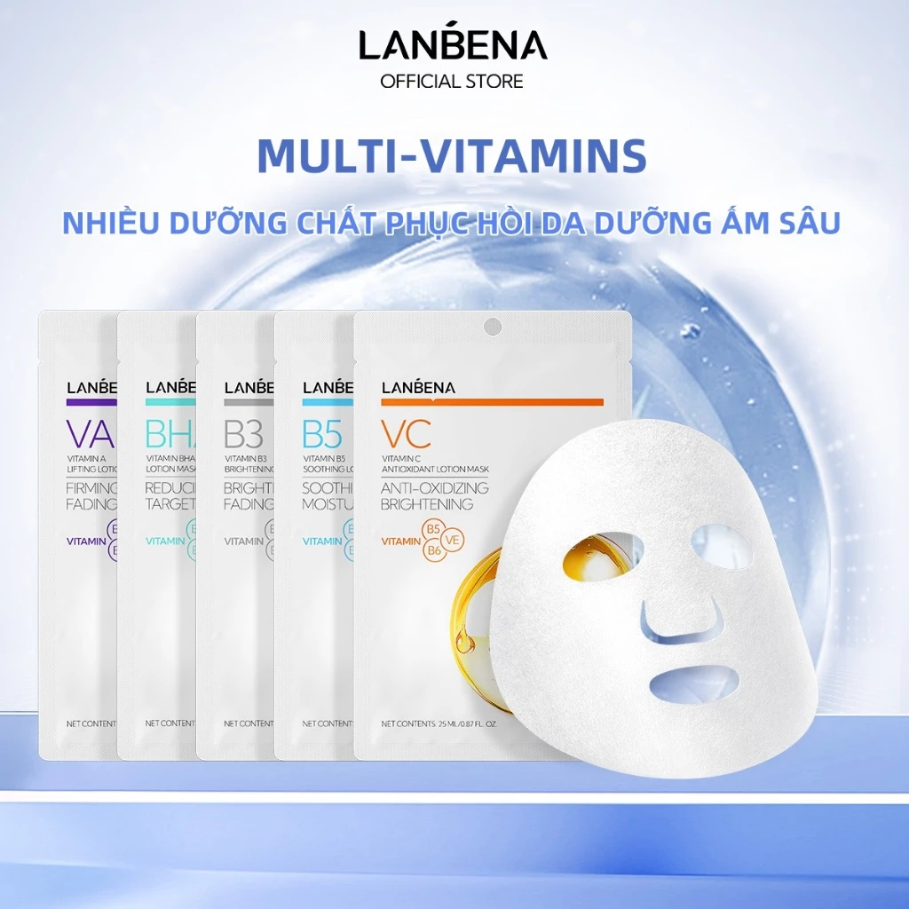 LANBENA Mặt nạ dưỡng da chiết xuất thực vật (3 miếng) - Dưỡng ẩm, dưỡng sáng trắng, chống lão hóa, làm dịu,Skincare