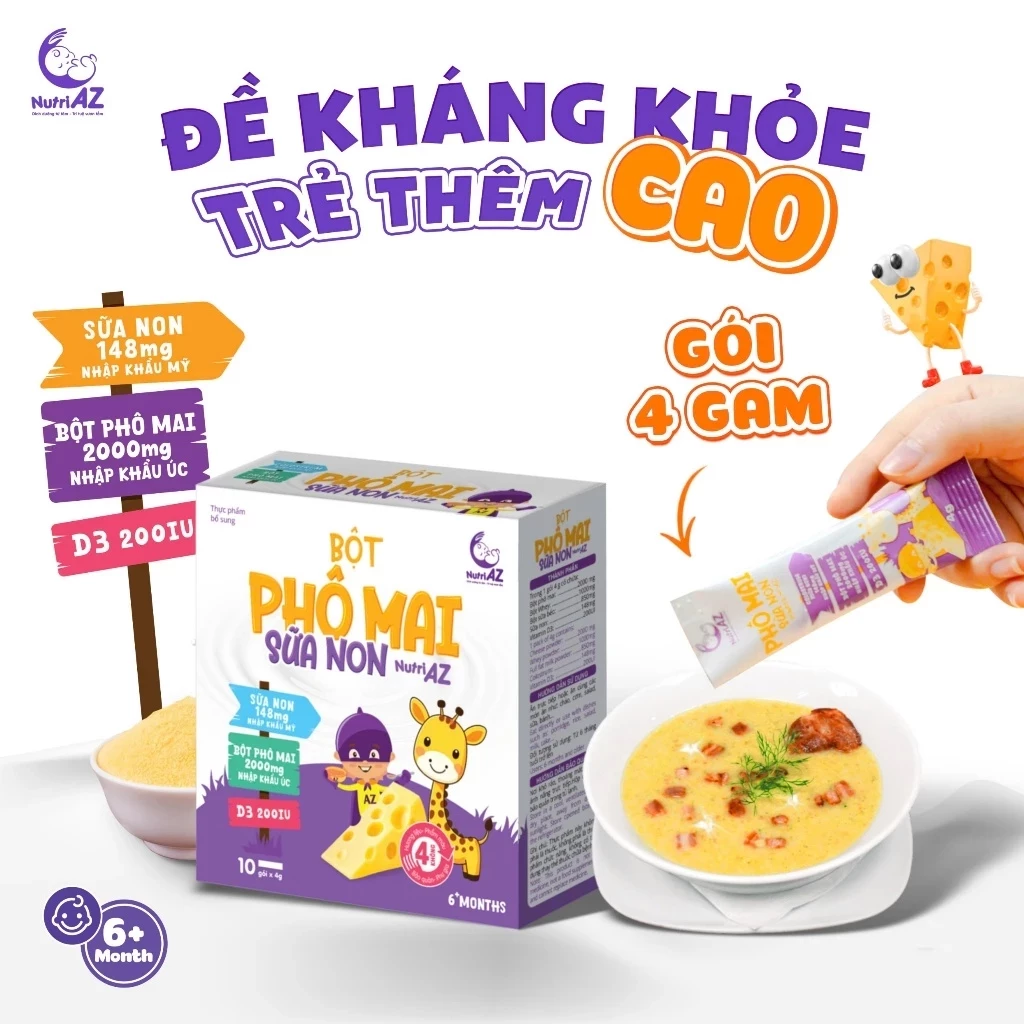 🧀 Bột Phô Mai Tách Muối Cho Bé Ăn Dặm Bổ sung sữa non NutriAZ, MĂmmy Chính Hãng – Nhập Khẩu,  6M+