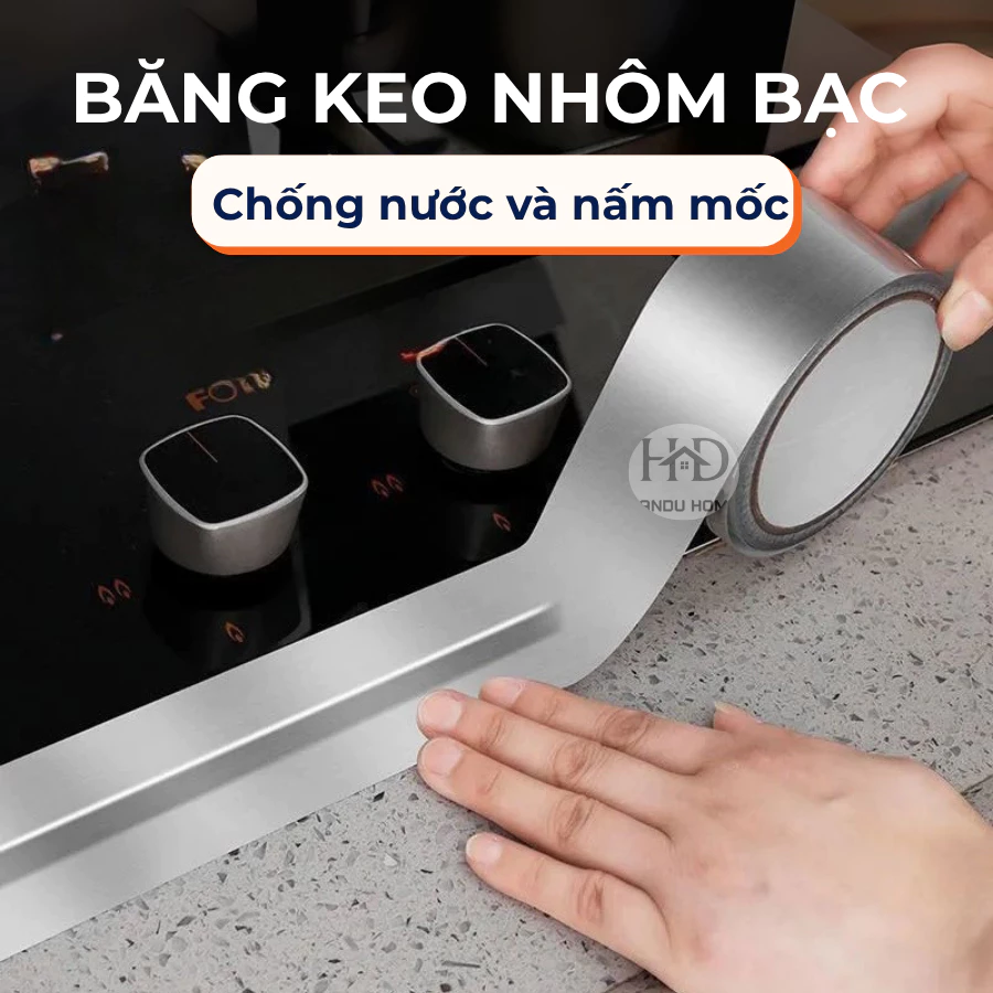Băng Keo Giấy Bạc Nhôm Chịu Nhiệt, Băng Keo Chống Nước Dán Viền Bếp, Chống Dầu, Sửa Chữa Ống dẫn Vách Ngăn Tiện Dụng.