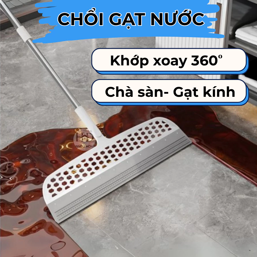 Chổi Gạt Nước Nhà Tắm Đầu Silicon, Cây Gạt Nước Đa Năng Xoay 360 Độ, Gạt Sàn Nhanh Khô, Không Trầy,Tiện Lợi