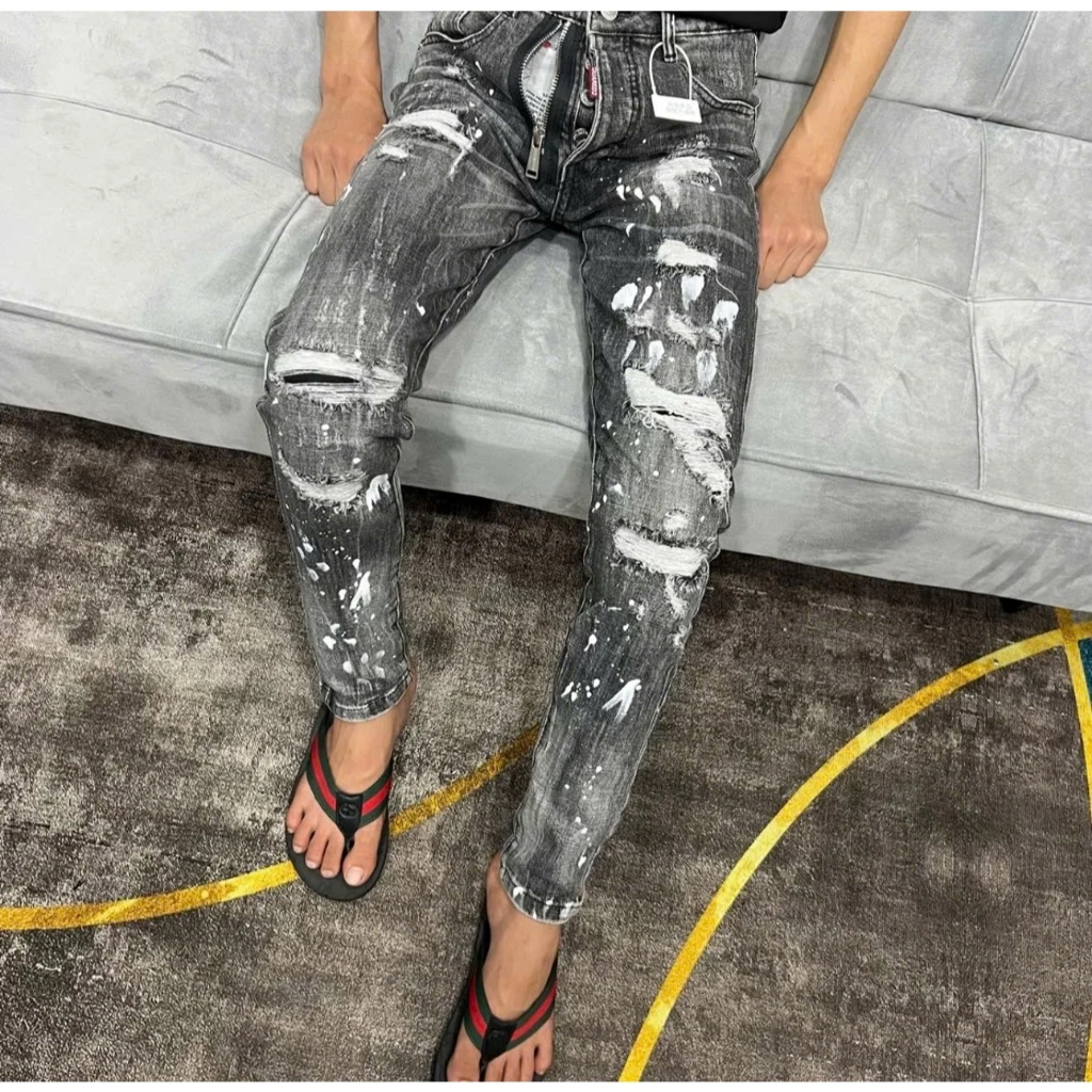 Quần jean nam boy phố màu xanh lốc xoáy phong cách trẻ trung chất vải bò dày dặn co dãn mẫu mới HOT MENSWEAR