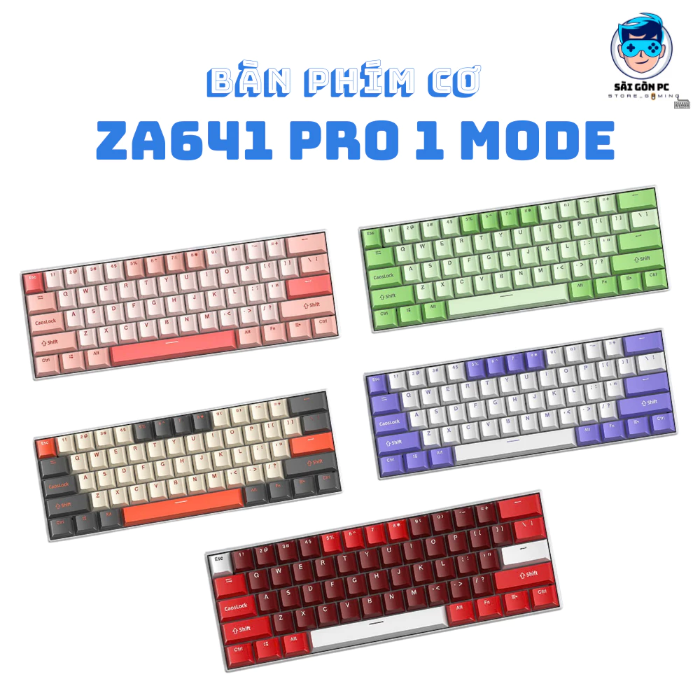 Bàn Phím Cơ Cắm Dây 1 mode ATAS ZA641 Pro - 64 phím - Led RGB - Red switch - Hotswap 5 pin - App Marco