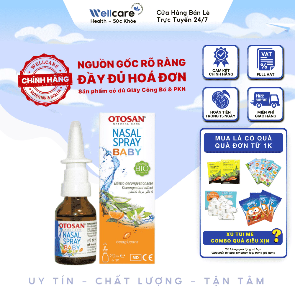 [✨CHÍNH HÃNG] Xịt Mũi Otosan Nasal Spray Baby Lọ 20ml - Cho Mẹ Và Bé Từ 6 Tháng Giúp Thông Mũi, Giảm Tắc Nghẹt Mũi