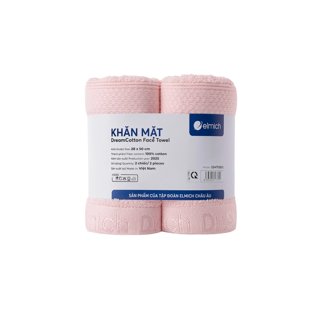 Bộ 2 khăn mặt 100% cotton cao cấp Elmich Dr. Sleep