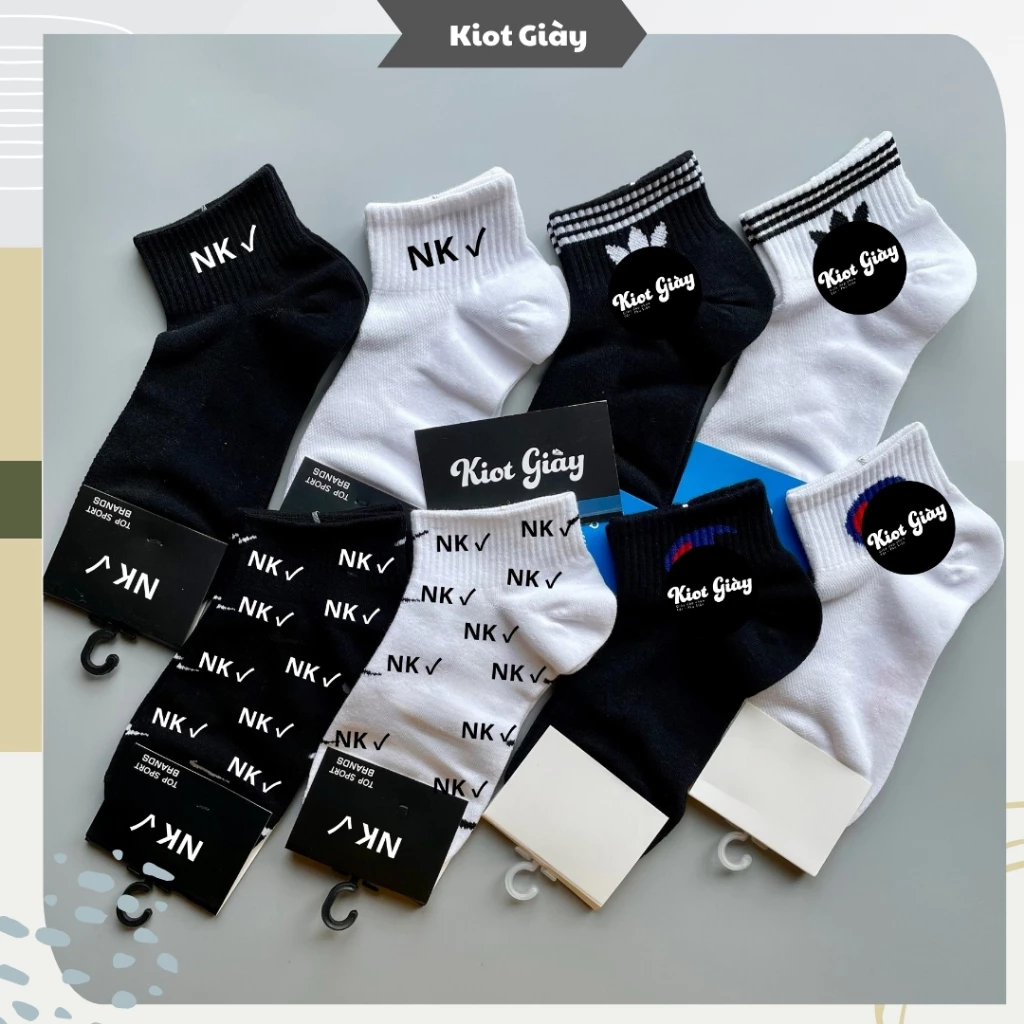Tất nk cổ thấp thể thao nam nữ - Tất vớ ad thời trang ngắn cổ, lưới thoáng khí, thấm hút, khử mùi