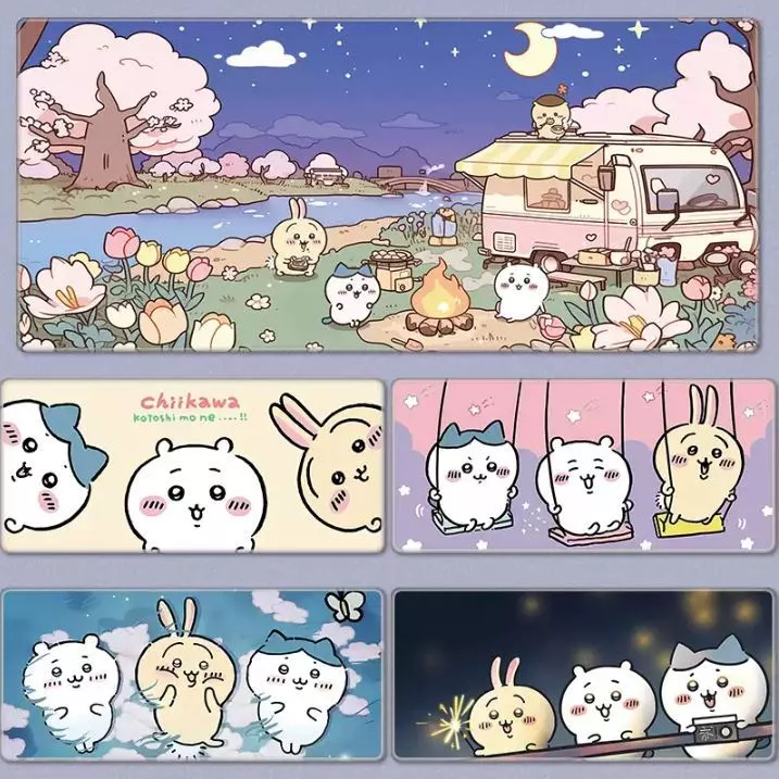 Lót Chuột Chikawa Cute – Tấm Lót Bàn Làm Việc Cỡ Lớn Hoạt Hình Dễ Thương, Chống Trơn Trượt, Trang Trí Bàn Học