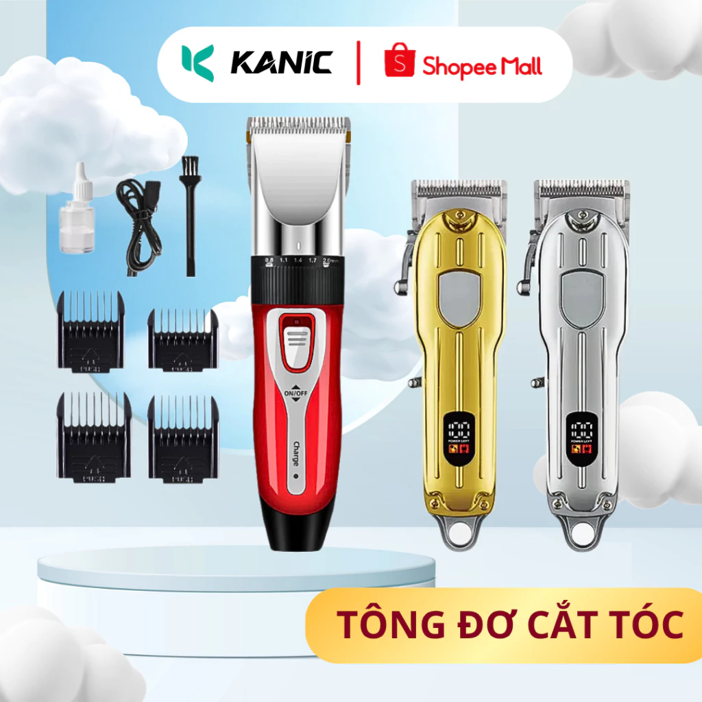 Tông đơ cắt tóc, máy hớt tóc KANIC, máy tỉa lông thú cưng có cổng sạc USB tặng kèm phụ kiện tiện dụng