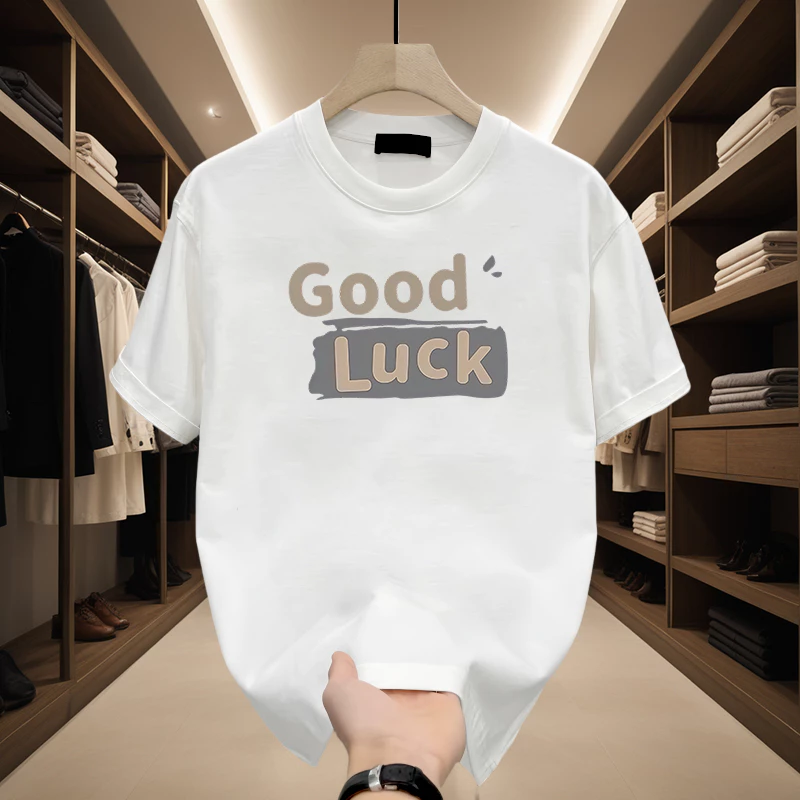 Áo thun nam tay lỡ HappyTee - Áo thun unisex Good Luck May Mắn Chất vải cotton 100 cao cấp