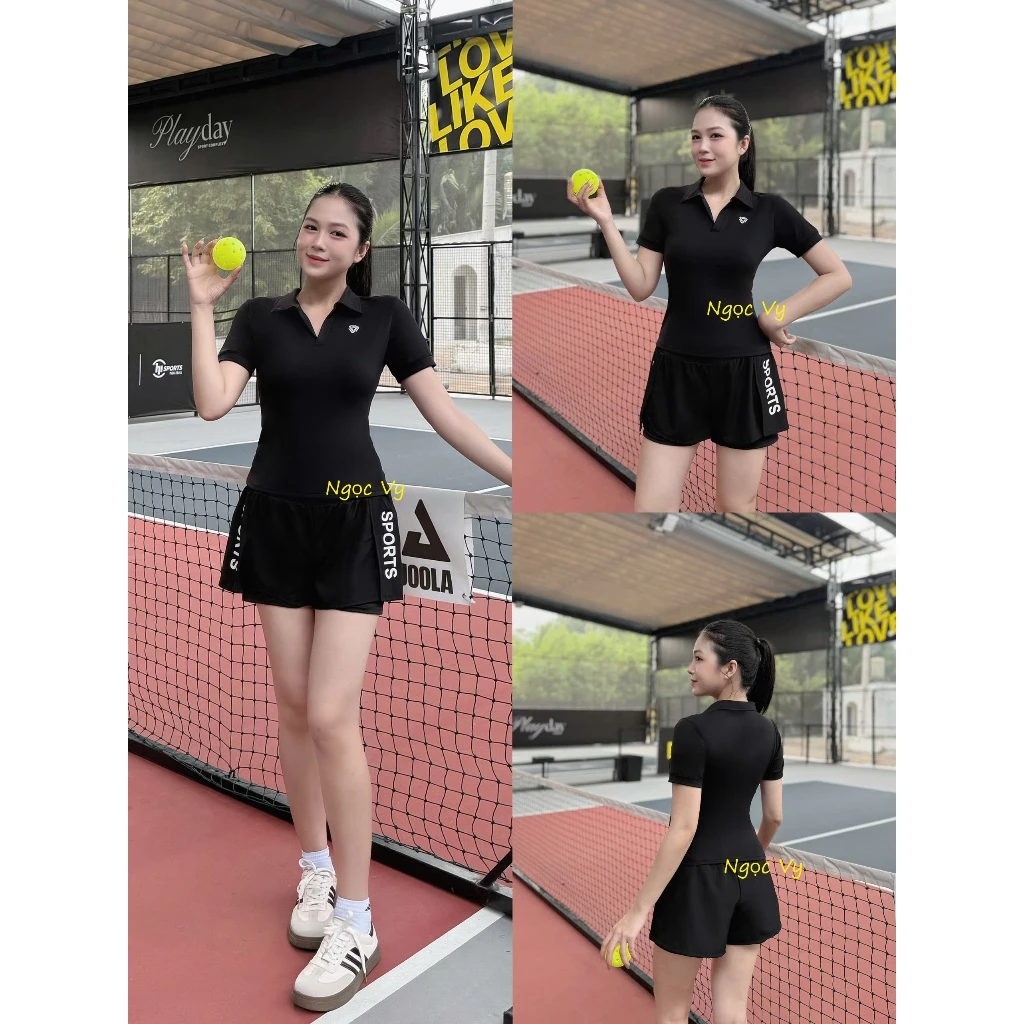 Bộ quần spost áo pholo Tập  pokeball  Gym Yoga Thể Thao Đi Biển Nữ  Co Giãn 4 Chiều