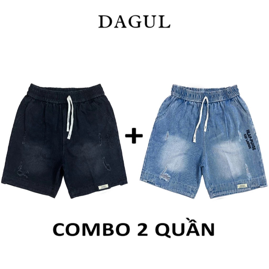 (M-34) Combo 2 quần short denim nam nữ DAGUL, chất vải dày dặn, thiết kế đơn giản, lên fom đẹp sang trọng, thanh lịch.